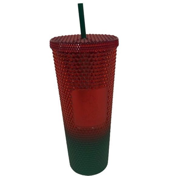 Disney World Starbucks 2022 Christmas Green Red Ombre Studded Tumbler NEW - Picture 5 of 6